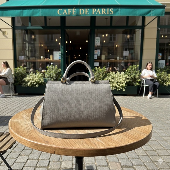 Pre Owned Gucci Cellarius Calfskin GG Marmont Top Handle Bag Grey - Picture 2 of 6